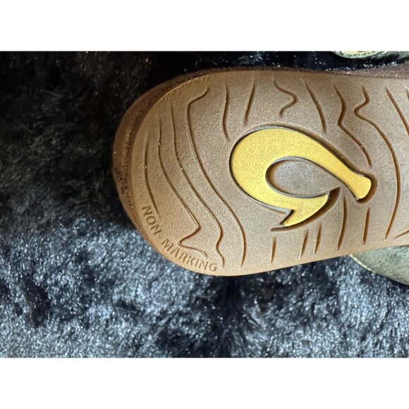 OluKai Leather Embroidered Wedge Sandals With Non-Marking Sole Brown - Picture 7 of 10